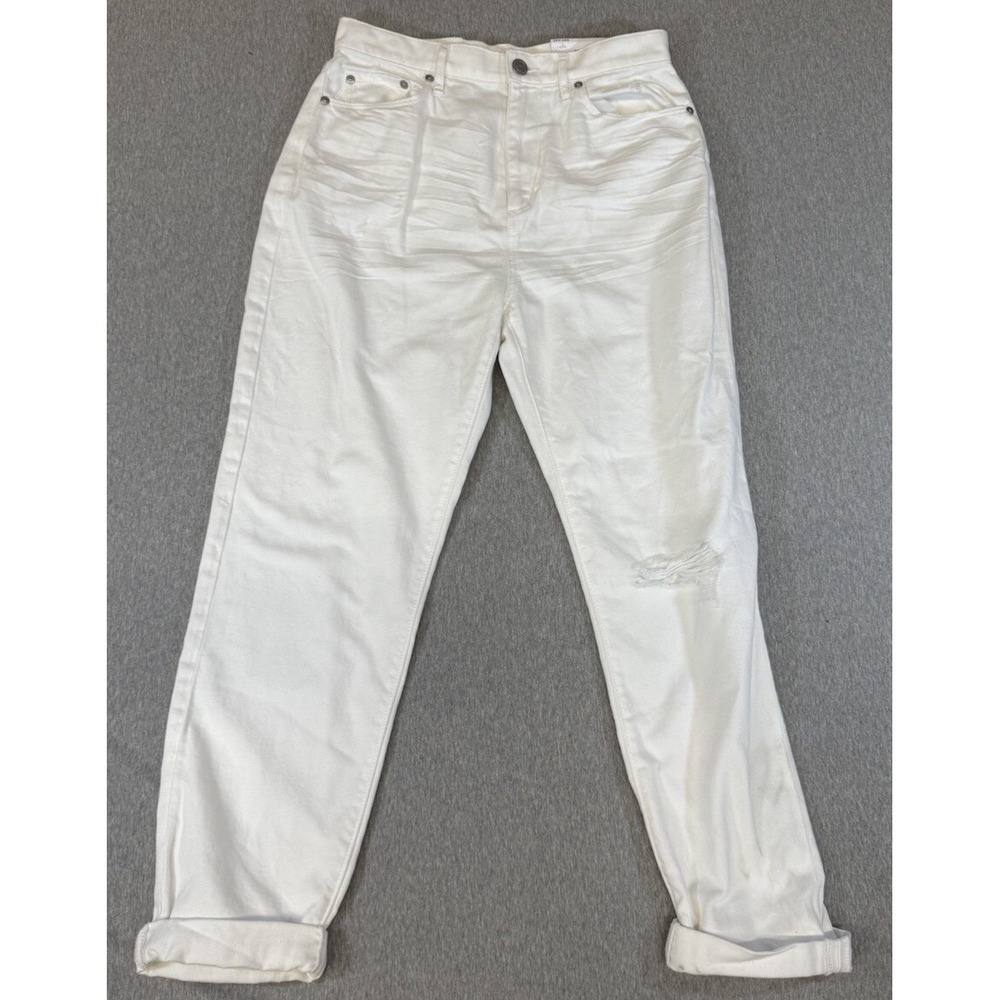 Loft Jeans High Waist Boyfriend Women's Sz 4/27 White Distressed Stretch